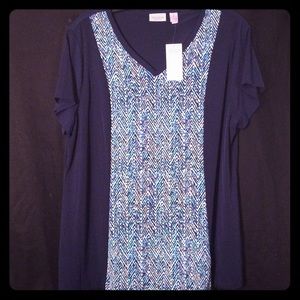 Easywear by Chico’s pen chevon midnight blue top
